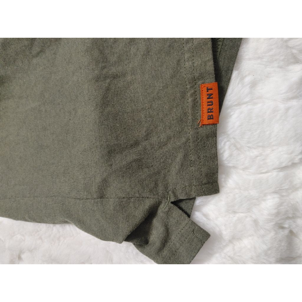 Men's BRUNT Dark Olive Green Short Sleeve Tee XXL with Orange Neck Trim & Logo - Picture 9 of 9